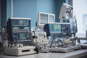 Modern equipment in operating room. Medical devices for neurosurgery. photo