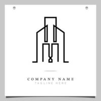 Line Art Logo, Logo icon with illustration of lines forming a building plane. vector