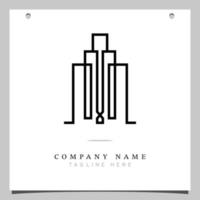 Line Art Logo, Logo icon with illustration of lines forming a building plane. vector