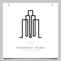 Line Art Logo, Logo icon with illustration of lines forming a building plane. vector