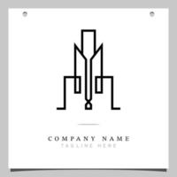 Line Art Logo, Logo icon with illustration of lines forming a building plane. vector