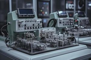 Modern equipment in operating room. Medical devices for neurosurgery. photo