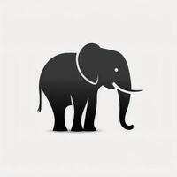 negro elefante logo en blanco antecedentes generativo ai foto