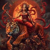 goddess durga images in the war hyper real image photo