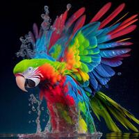 splash of color becoming a parrot photo