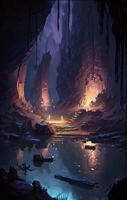 secret underground mystical cave concept art image photo