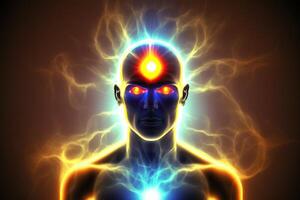 spiritual energies inside man lights Chakra astral creative image photo