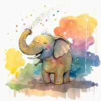 contento riendo elefante . estilo de un niños libro generativo ai foto