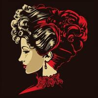 red gold black colors victorian elegant woman photo