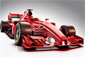 red modern F1 sport car isolated on white background photo