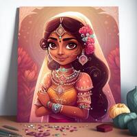 linda indio novia con alheña antecedentes generativo ai foto