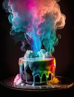 dramatic dynamic food photography bizarre chocolate colorful cake photo