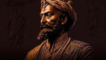 indian king old painting illustration dark background photo