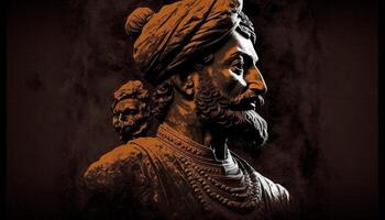 indian king old painting illustration dark background photo