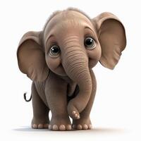 baby cute elephant cartoon on white background generative AI photo