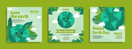 World earth Day social media post template design vector