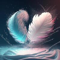 The beautiful feathers are white and light pink photo