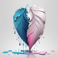 The beautiful feathers are white and light pink on white background photo