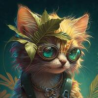 Tropical punk Kitten in a cool style photo