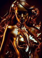 Luscious honey flowed like molten gold platted on a girl photo