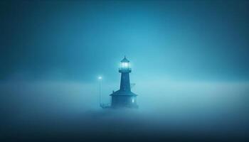 Mystical Lighthouse - A minimalist lighthouse smoky land photo