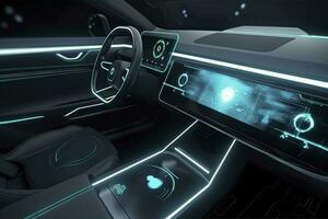 Electric vehicle charging with graphical user interface, Future technology EV car concept photo