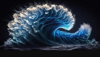 blue electric wave on black background photo