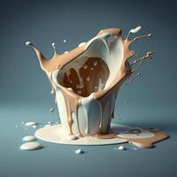spilt milk image on sky blue background photo
