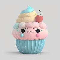 Cute Cupcake cute on white background photo