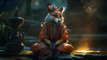 Shotfox anthropomorphism shaman wizard HD image photo