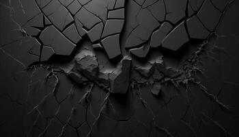 Black wall with cracks texture background image photo