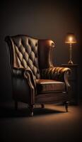 photo of beautiful product of a vintage leather brown beautiful chair