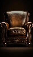 A comfortable product of a vintage leather brown beautiful chair photo