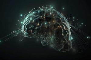 Artificial Intelligence digital concept with abstract brains photo