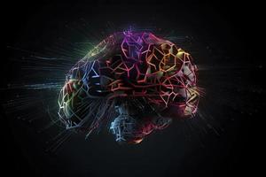 Artificial Intelligence digital concept with abstract brains photo