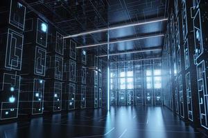 Artificial intelligence concept of big data or cyber security. 3D illustration photo