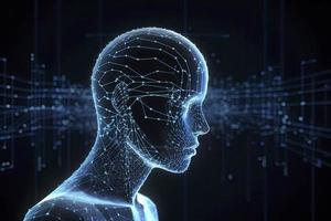 Artificial intelligence concept of big data or cyber security. 3D illustration photo
