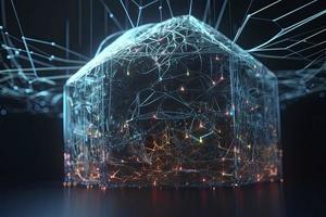 Artificial intelligence concept of big data or cyber security. 3D illustration photo