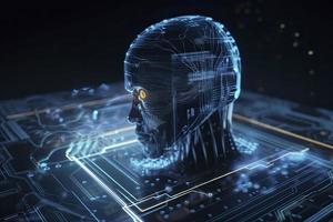 Artificial intelligence concept of big data or cyber security. 3D illustration photo