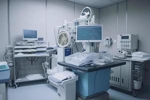 Modern equipment in operating room. Medical devices for neurosurgery. photo