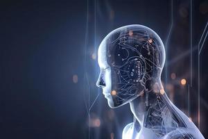 Artificial intelligence concept of big data or cyber security. 3D illustration photo