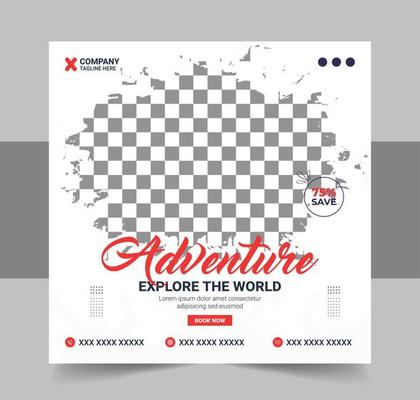 Travel tour instagram post banner or square flyer template design