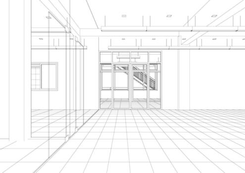 3D illustration of building project vector