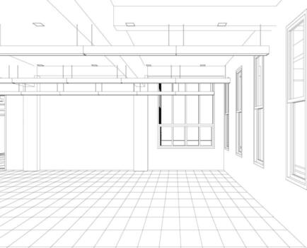 3D illustration of building project vector