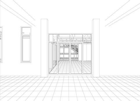 Ilustración 3D del proyecto de construcción vector