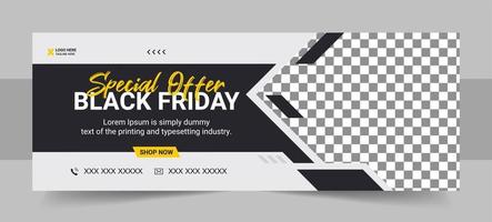 Black Friday food menu and restaurant food promotion social media cover or web banner template vector