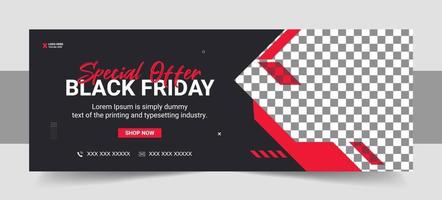 Black Friday food menu and restaurant food promotion social media cover or web banner template vector