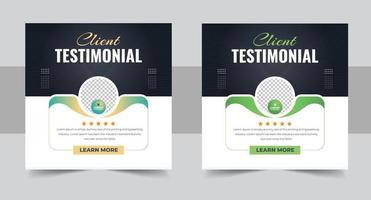 client feedback social media post banner set. Customer feedback testimonial social media post web banner template. client testimonials social media post banner design vector