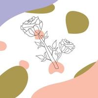 Flower One Line Drawing. Floral Minimalistic Style. Nature Symbol. Botanical Print. Continuous Line Art. Flowers Print. Minimalist Botanical Drawing vector