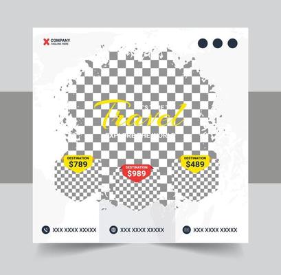 travel adventure square banner for flyer and social media post feed template